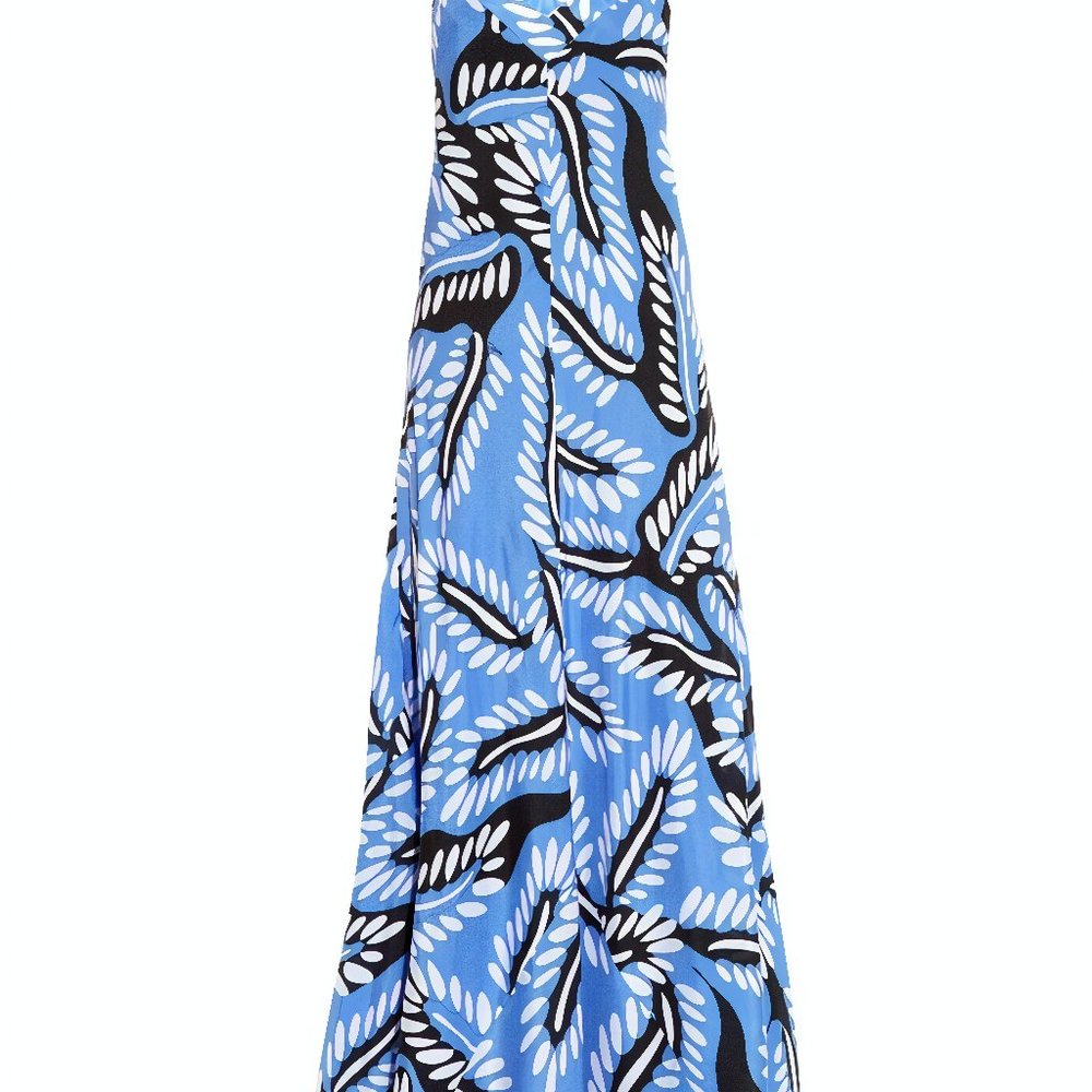 Diane Von Furstenberg Barths Blue Maxi Dress Size 2 - Picture 2 of 5